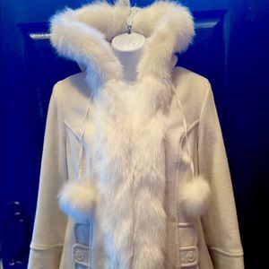 Donatella Wool Coat w/ Faux Fur Trim - NWOT